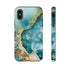Aquamarine inspired Geode in Watercolor - Impact Resistant Phone Case iPhone X Glossy